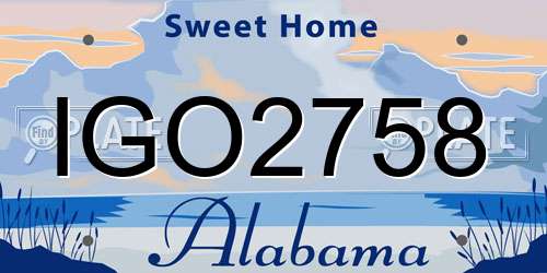 IGO2758 Alabama License Plate
