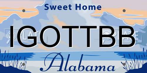 IGOTTBB Alabama License Plate