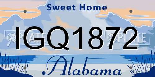 IGQ1872 Alabama License Plate