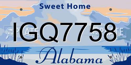 IGQ7758 Alabama License Plate
