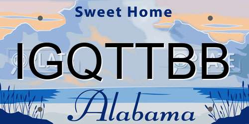 IGQTTBB Alabama License Plate