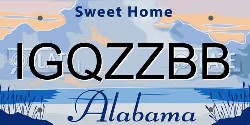 IGQZZBB Alabama License Plate