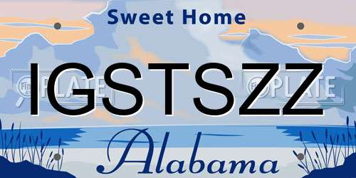 IGSTSZZ Alabama License Plate