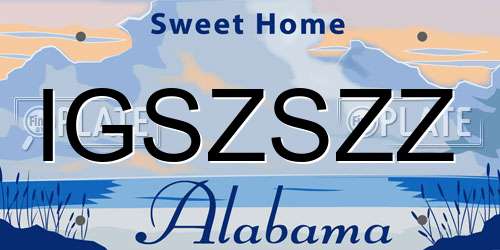 IGSZSZZ Alabama License Plate
