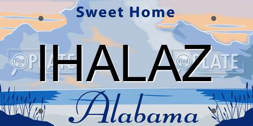 IHALAZ Alabama License Plate
