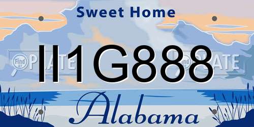 II1G888 Alabama License Plate