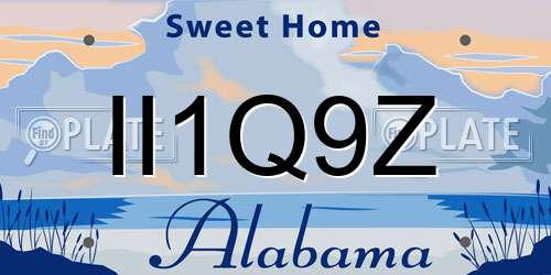 II1Q9Z Alabama License Plate