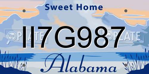 II7G987 Alabama License Plate