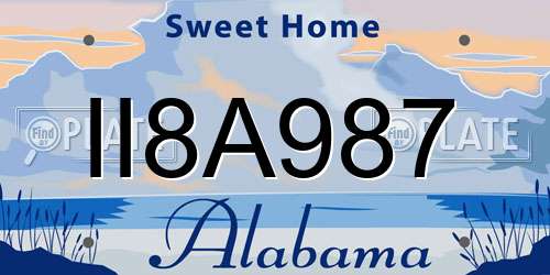 II8A987 Alabama License Plate