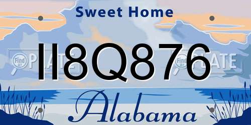 II8Q876 Alabama License Plate