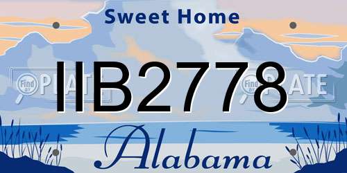 IIB2778 Alabama License Plate