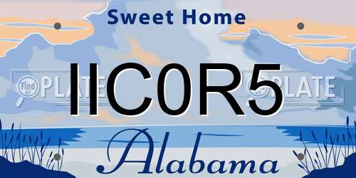 IIC0R5 Alabama License Plate