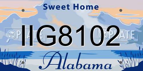 IIG8102 Alabama License Plate