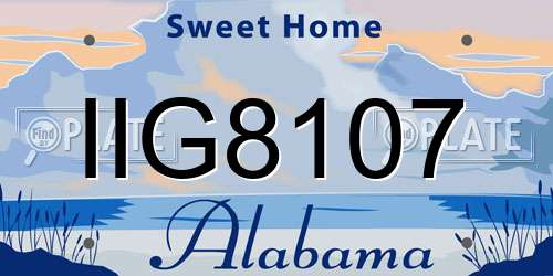 IIG8107 Alabama License Plate