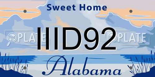 IIID92 Alabama License Plate