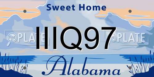IIIQ97 Alabama License Plate