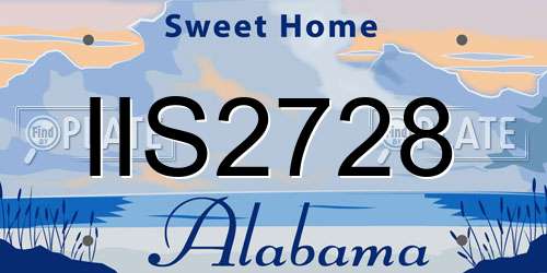 IIS2728 Alabama License Plate
