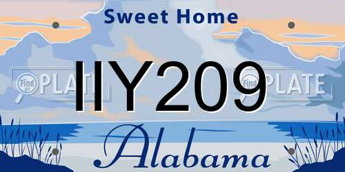 IIY209 Alabama License Plate