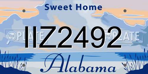 IIZ2492 Alabama License Plate