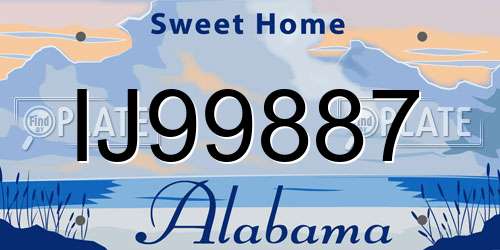 IJ99887 Alabama License Plate