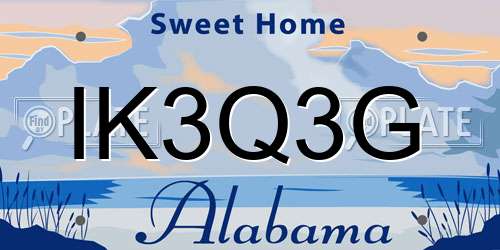 IK3Q3G Alabama License Plate