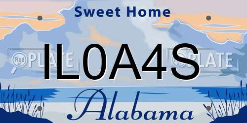 IL0A4S Alabama License Plate