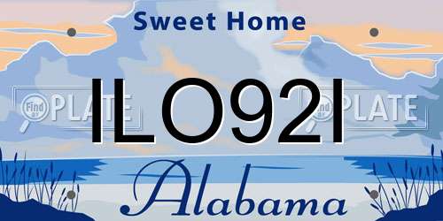 ILO92I Alabama License Plate