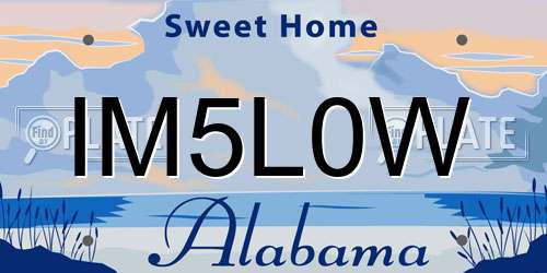 IM5L0W Alabama License Plate