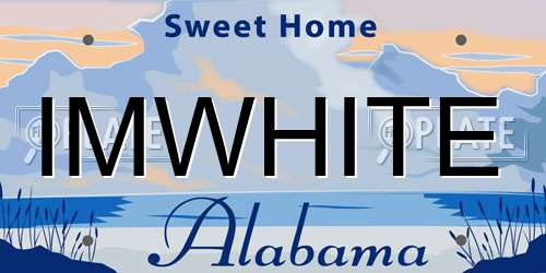 IMWHITE Alabama License Plate