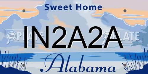 IN2A2A Alabama License Plate