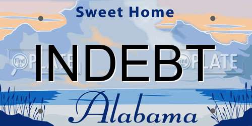 INDEBT Alabama License Plate