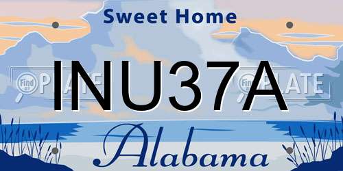INU37A Alabama License Plate