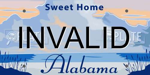 INVALID Alabama License Plate