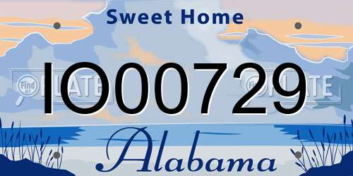 IO00729 Alabama License Plate