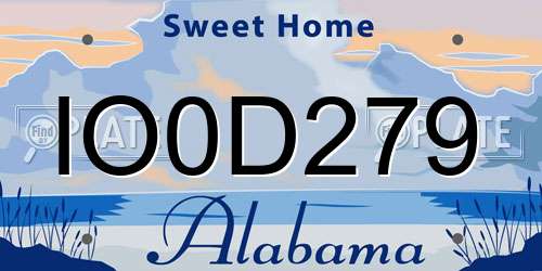IO0D279 Alabama License Plate