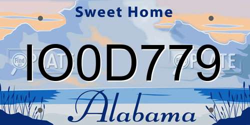 IO0D779 Alabama License Plate
