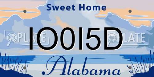 IO0I5D Alabama License Plate