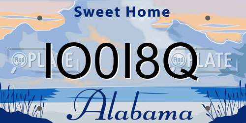 IO0I8Q Alabama License Plate
