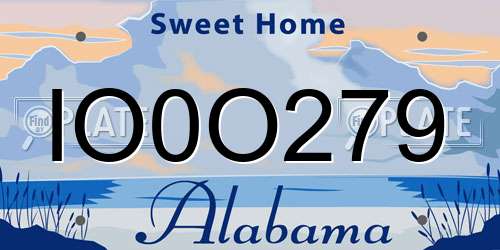 IO0O279 Alabama License Plate