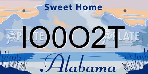 IO0O2T Alabama License Plate