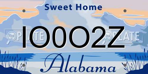 IO0O2Z Alabama License Plate