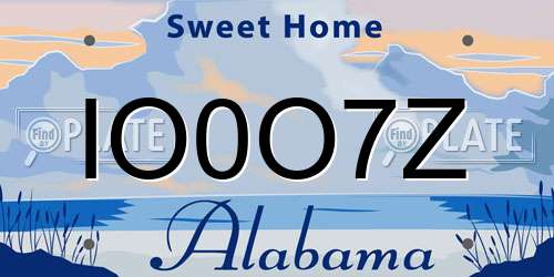 IO0O7Z Alabama License Plate