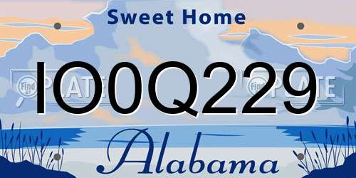 IO0Q229 Alabama License Plate