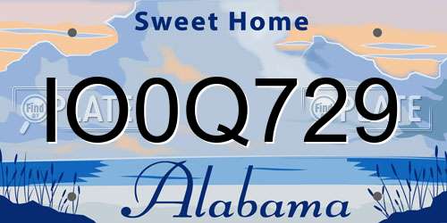 IO0Q729 Alabama License Plate