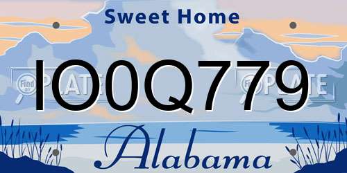 IO0Q779 Alabama License Plate