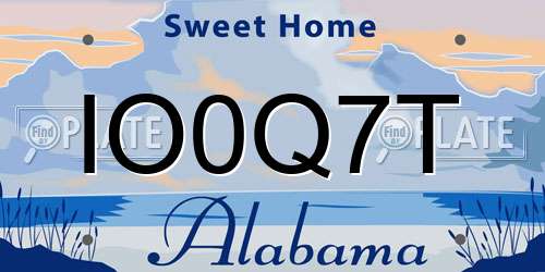 IO0Q7T Alabama License Plate