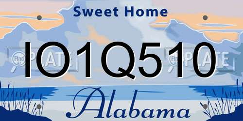 IO1Q510 Alabama License Plate