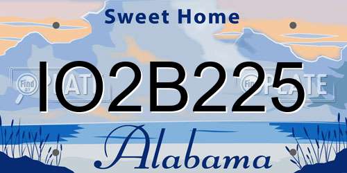 IO2B225 Alabama License Plate