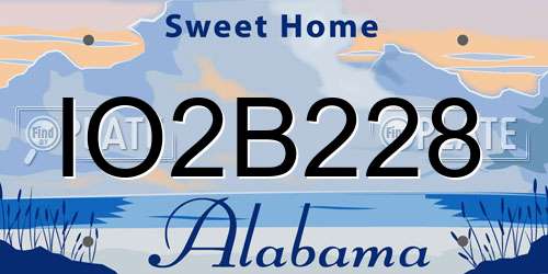 IO2B228 Alabama License Plate
