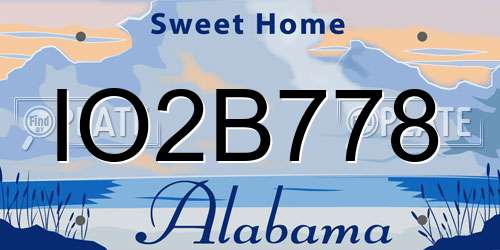 IO2B778 Alabama License Plate